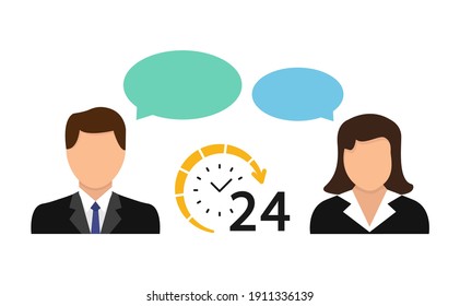 Icono de servicio al cliente. Centro de llamadas. 24 a 7, ayuda para hombres y mujeres.