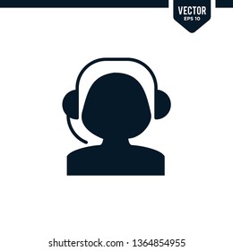 Customer service icon collection in glyph style, solid color vector