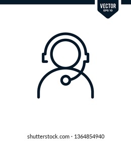 Customer service icon collection in outlined or line art style, editable stroke vector