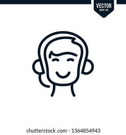 Customer service icon collection in outlined or line art style, editable stroke vector