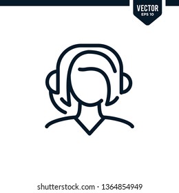 Customer service icon collection in outlined or line art style, editable stroke vector