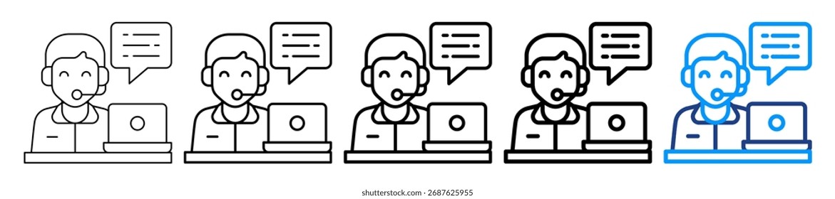 Ícone do Serviço de Atendimento ao Consumidor Estilo Diferente Conjunto de Coleções de Tópicos Ilustração do Vetor