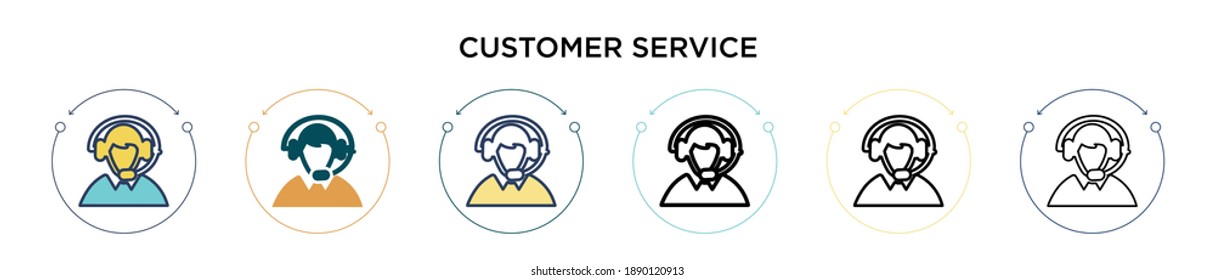 Customer service icon in filled, thin line, outline and stroke style. Vector illustration of two colored and black customer service vector icons designs can be used for mobile, ui, web