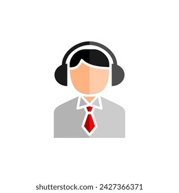 Customer service icon in flat color style. Call center support call center