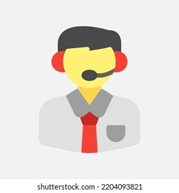 Symbol des Kundenservice in flacher Form über Kommunikation, Verwendung für mobile App-Präsentationen auf der Website