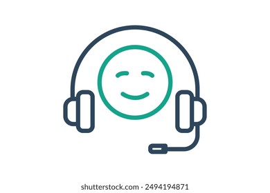 Customer service icon. headphone with people. icon related to assist. line icon style. business elements vector illustration