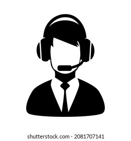 Customer Service Icon With Headphone. Vector illustration