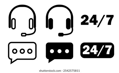 Customer service icon headphones call center. Information center. Icon for website, mobile app, contacts. Isolated on transparent background. Vector graphics.