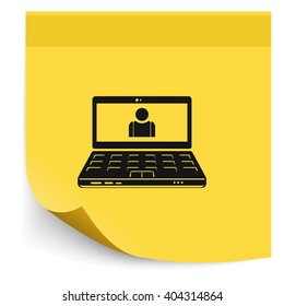 Customer service icon. Laptop illustration.