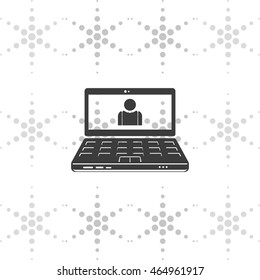 Customer service icon. Laptop illustration.