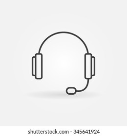 Customer Service Icon Or Logo - Vector Outline Headset Sign