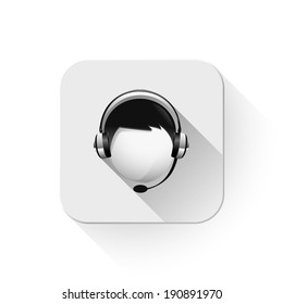 customer service icon With long shadow over app button