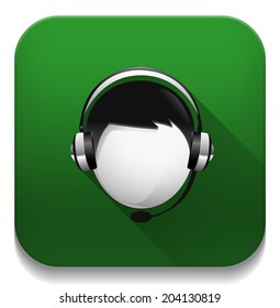 customer service icon With long shadow over app button