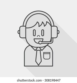 Customer service icon with long shadow, line icon