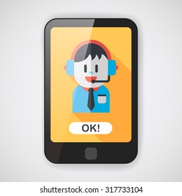Customer service icon with long shadow,eps10