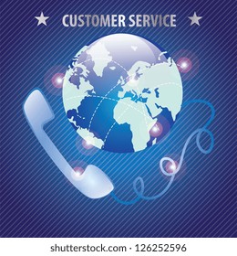 Customer Service icon on dark blue. Vector illustration.