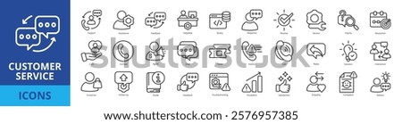 Customer service icon pack collection set with support, assistance, feedback, helpdesk, query, response, resolve, service, inquiry, resolution, care, contact, agent, chat, ticket, hotline