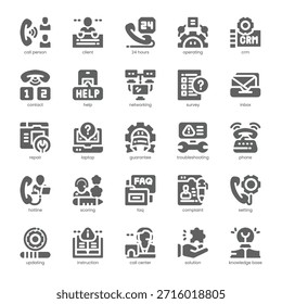 Customer Service Icon pack for your website, mobile, presentation, and logo design. Customer Service Icon solid design. Vector graphics illustration and editable stroke.