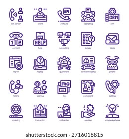 Customer Service Icon pack para seu site, celular, apresentação e design de logotipo. Design de cores básico da linha de Ícone do Serviço de Atendimento ao Consumidor. Ilustração de gráficos vetoriais e traçado editável.