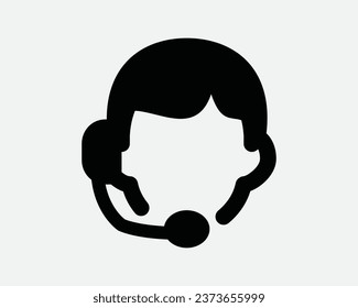 Customer Service Icon Phone Operator Caller Contact Business Call Center Telemarketing Telephone Black White Shape Line Outline Sign Symbol EPS Vector