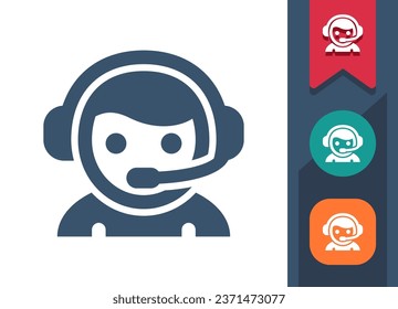 Customer Service Icon. Representative, Customer Support, Call Center, Man, Headset. Professional, pixel perfect vector icon.
