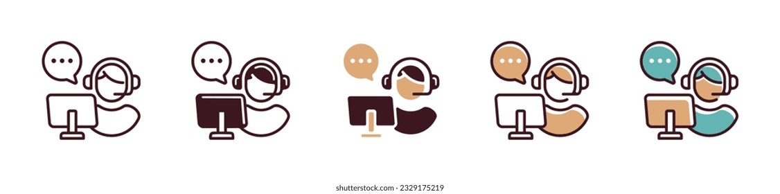 icono de servicio al cliente conjunto ayuda al asistente del cliente asistencia en línea símbolo de asistencia en directo	
