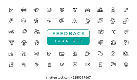 Customer service icon set. Containing customer satisfied, assistance, experience, feedback, operator and technical support icons. Line icon collection