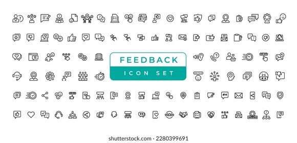 Conjunto de iconos de servicio al cliente. Conteniendo iconos de satisfacción, asistencia, experiencia, retroalimentación, operador y soporte técnico del cliente. Colección de iconos de línea