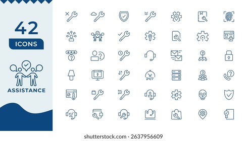 Customer service icon set. Containing customer satisfied, assistance, experience, feedback, operator and technical support icons.