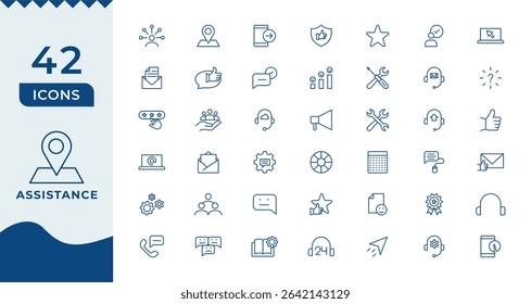 Customer service icon set. Containing customer satisfied, assistance, experience, feedback, operator and technical support icons.