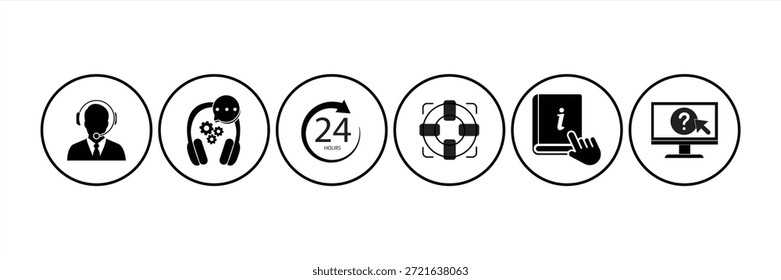 Conjunto de ícones de serviço ao cliente. Ícones minimalistas editáveis da Web. Ilustração vetorial.