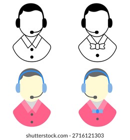Customer service icon set isolated on white background, simple support symbols for call center, customer care, helpdesk, hotline, and business communication across digital platforms.