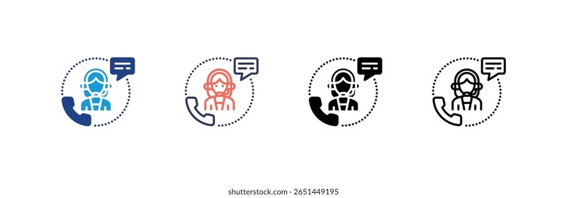 Customer Service icon set multiple style collection