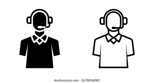Customer Service icon set. Simple Flat Style Support Man Operator Avatar Silhouette Icon