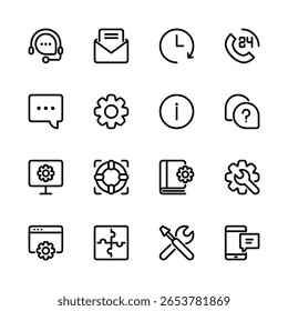 Conjunto de iconos de Servicio al cliente. Conjunto de iconos de Asistencia. Icono de ayuda y Asistencia.