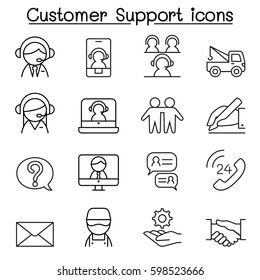 Customer service icon set in thin line style