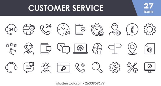 Customer service icon set. User Experience icon set. Contact the company. Talk to the operator. Client communication. Vector