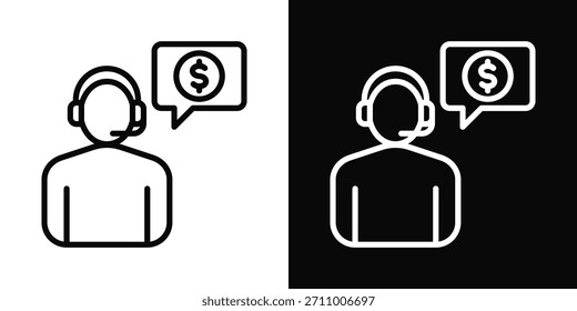 Customer Service  Icon Set White And Black Background Style