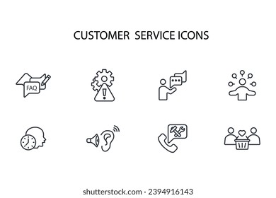 Customer service icon set.vector.Editable stroke.linear style sign for use web design,logo.Symbol illustration.