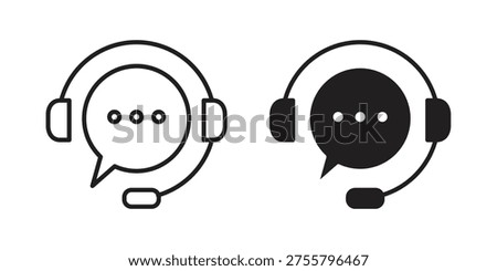 Customer service icon silhouette design. Editable stroke outline icon on white background