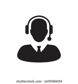 Icono de servicio al cliente: ilustración de usuario con vector de auriculares