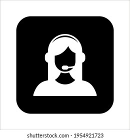 Customer Service Icon. User With Headphone Vector illustration on white background. color editable
