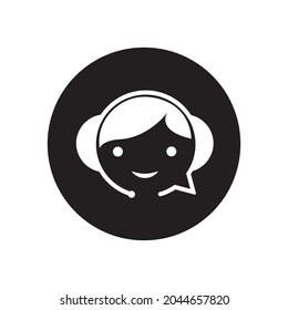 Customer Service Icon - User With Headphone Vector illustration