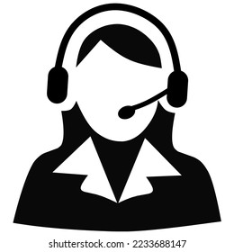 Customer Service Icon - User With Headphone Vector illustration
