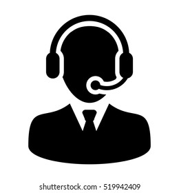 Customer Service Icon - User With Headphone Vector illustration