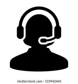 Customer Service Icon - User With Headphone Vector illustration