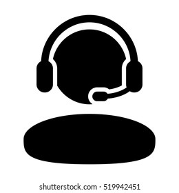 Customer Service Icon - User With Headphone Vector illustration