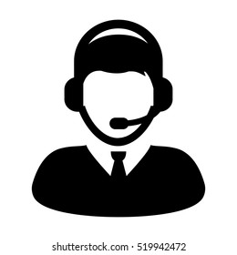 Customer Service Icon - User With Headphone Vector illustration