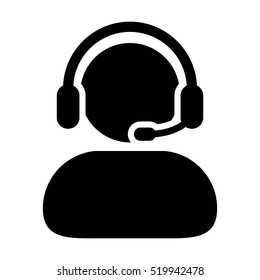 Customer Service Icon - User With Headphone Vector illustration
