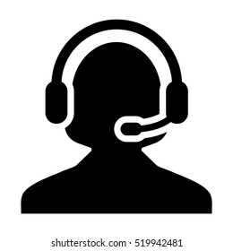 Customer Service Icon - User With Headphone Vector illustration